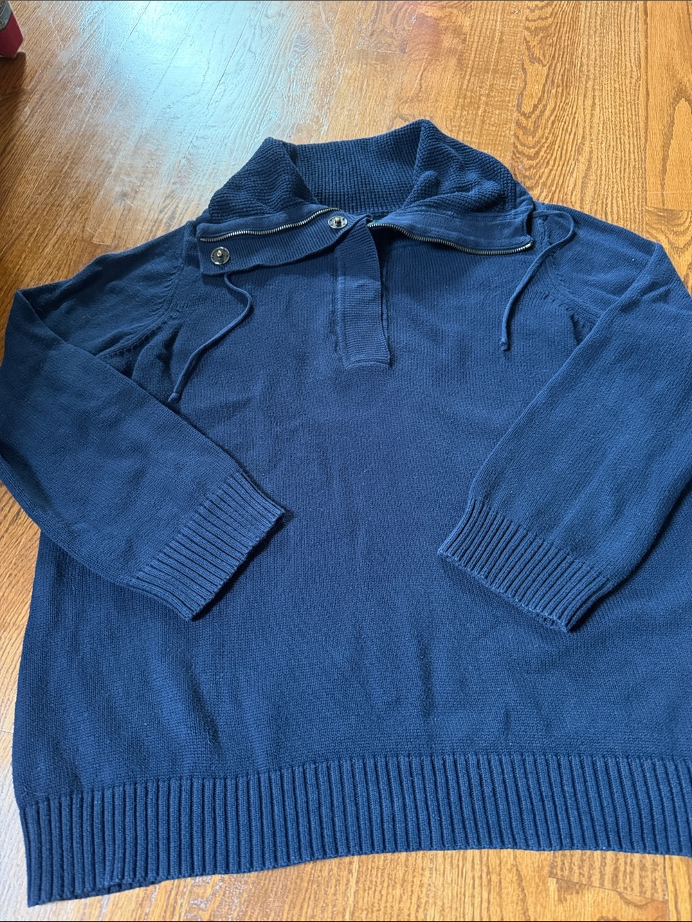 Lauren jeans Company navy cotton 1/4 zip sweater with high waffle collar 3XL